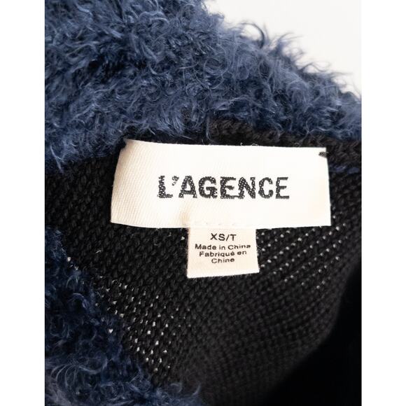 L'Agence Blue & Black Stripe Chenille Eyelash Detail Sweater Size XS - Picture 5 of 6